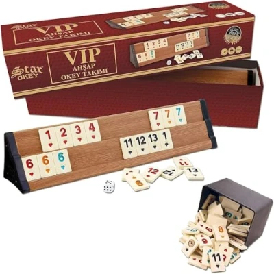 Abbildung von Star Premium VIP Okey Holz Wooden Rummy Set mit Melamin Steine AHSAP TAKIMI