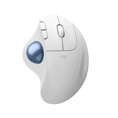 Abbildung von Logitech ERGO M575S kabellose Trackball Maus, ergonomische Maus mit Bluetooth und verschlüsseltem Dongle, komfortable Daumensteuerung, für PC/Mac Weiß