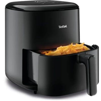 Abbildung von Tefal EY2458 Easy Fry Max Heißluftfritteuse, 5 L Fassungsvermögen, 10 automatische Garprogramme, single Touchscreen, zeit /energiesparend, Antihaftbeschichtung, Schwarz,
