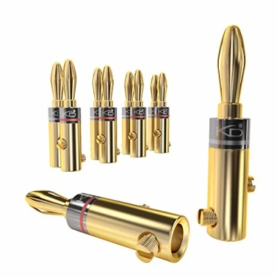 Abbildung von KabelDirekt Bananenstecker 5 Paare (Banana Steckverbinder für Lautsprecherkabel bis 6 mm², flexibler Anschluss HiFi Boxen, Verstärker/Endstufen, Receiver/Stereoanlagen, schraubbar, vergoldet)