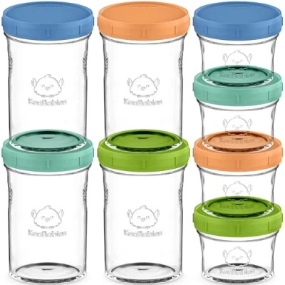 Abbildung von 8 Pack Babybrei Einfrieren Behälter Glas Beikost Baby Zubehör, Mikrowellen Behälter, Lecksicher Babynahrung aufbewahrung (Kea)