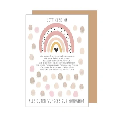 Abbildung von Edition Seidel Premium Glückwunschkarte zur Kommunion mit Umschlag. Kommunionskarte Karte Spruch Grußkarte Junge Mädchen Regenbogen Glaube (KO304 SW025)