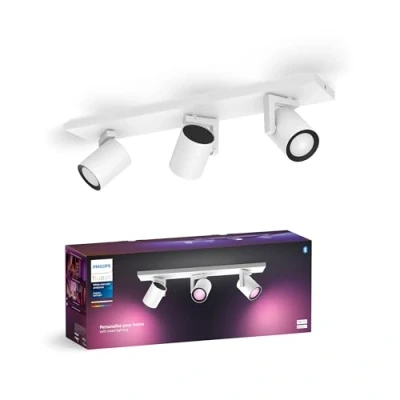 Abbildung von Philips Hue White &amp; Color Ambiance Argenta Deckenlampe mit Dreierspot, dimmbare LED Spots für das Lichtsystem 16 Mio. Farben, smarte Lichtsteuerung über Sprache und App, weiß