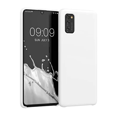 Abbildung von kwmobile Hülle kompatibel mit Samsung Galaxy A41 Silikon Handy Case Handyhülle weiche Oberfläche kabelloses Laden Weiß matt