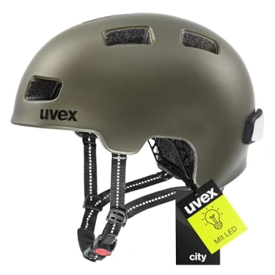 Abbildung von uvex City 4 Leichter Helm für Damen und Herren individuelle Größenanpassung inkl. LED Licht Green Smoke matt 55 58 cm