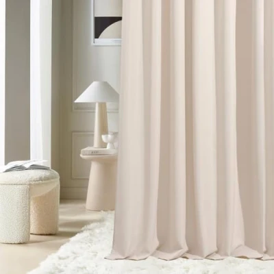 Abbildung von ROOM99 Vorhang mit Kräuselband Aura 140 x 280 cm Breite Höhe Schiebegardinen Deko Modern Curtain Gardine Wohnzimmer Schlafzimmer Helle Creme, 1 Stück