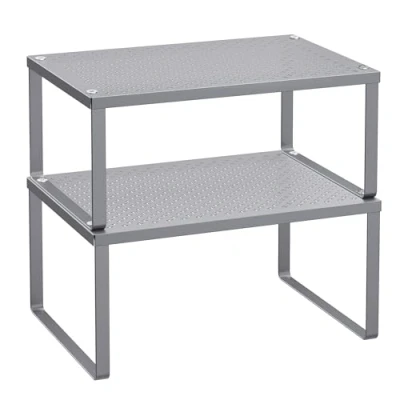 Abbildung von SONGMICS Gewürzregal, 4er Set, Küchenregal, Küchen Organizer, Küche, Gewürzhalter, erweiterbar, stapelbar, kleines Regal, Metall, silbern KCS006S01
