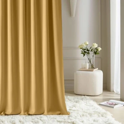 Abbildung von ROOM99 Vorhang mit Kräuselband Aura 140 x 230 cm Breite Höhe Verdunkelung Schiebegardinen Deko Modern Curtain Gardine Wohnzimmer Schlafzimmer Senf, 1 Stück