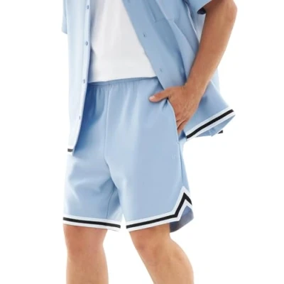 Abbildung von Johnny Urban Kurze Hose Herren Blau Parker Shorts mit Kordelzug 260 GSM Stoffgewicht Casual Basketball Taschen Elastischer Bund Freizeit Stoffhose