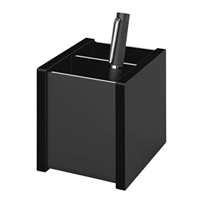 Abbildung von Wedo 636001 Stiftebutler Black Office, aus Acrylglas, 2 Kammern, Gummifüße 10 x 8, 3 9, 6 cm, im Geschenkkarton, Schwarz