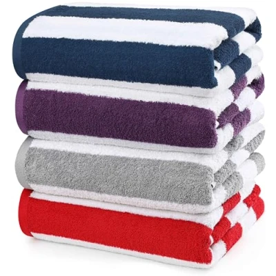 Abbildung von Utopia Towels 4er Pack Strandtücher 76x152 cm, saugfähige Handtücher aus 100% Baumwolle (Rot,Marineblau,Grau,Pflaume)