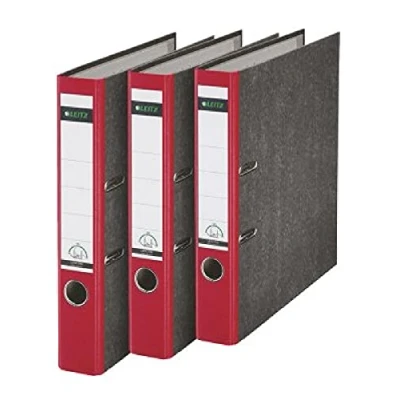 Abbildung von Leitz Qualitäts Ordner, 3er Pack, Wolkenmarmor Papier, A4, 5,2 cm Rückenbreite, Rot, 310315025
