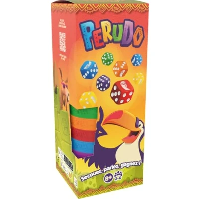 Abbildung von ASMODEE Perudo Gesellschaftsspiel für Erwachsene und Kinder ab 8 Jahren Schütteln, sprechen, gewinnen Würfelspiel Bluff 2 bis 6 Spieler 30 Minuten französische Version