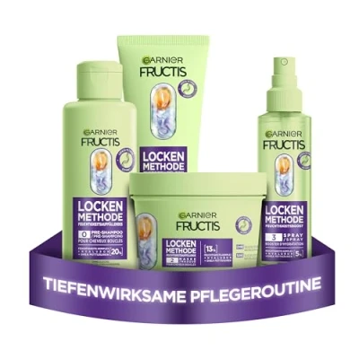 Abbildung von Garnier Feuchtigkeitsauffüllendes Haarpflege Set für alle Locken, Repariert &amp; revitalisiert, Mit Hyaluron Shea Fettsäuren, Pre Shampoo, Haarmaske, Spray, 4 teilig