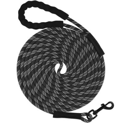 Abbildung von Taglory Schleppleine 10m für Hunde Reflektierendes Seil Gepolsterter Griff 8mm Schwarz
