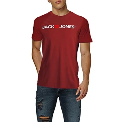 Abbildung von JACK &amp; JONES Herren JJECORP Logo Tee SS Crew Neck NOOS 12137126, Red Dahlia/White REG, L