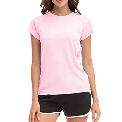 Abbildung von MEETWEE Damen Surf Shirt Rash Guard UV Shirts Schwimmen Tankini UPF 50+ Kurzarm Badeshirt Bademode