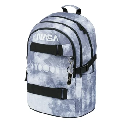 Abbildung von Baagl Schulrucksack für Jungen Mädchen Teenager Skateboard Rucksack Kinderrucksack mit Laptopfach und Brustgurt Schule, Weiterführendeschule, Mittelschule (NASA Grey)