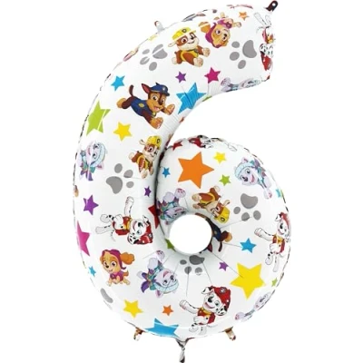 Abbildung von Toyland® 26 Zoll Paw Patrol Zahlen Folienballon Kinder Partyballons Nummer 16 Erhältlich (ZAHL 6)