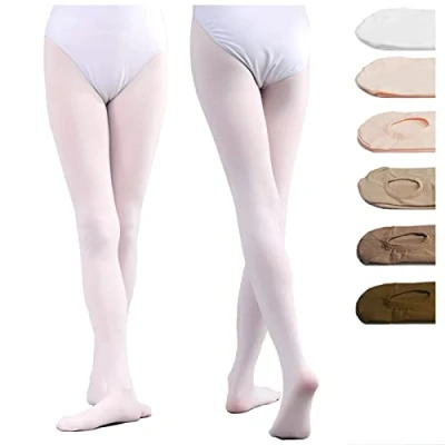 Abbildung von DANCEYOU 2 Paare Ballettstrumpfhose Tanzstrumpfhosen für Mädchen Kinder und Damen Weiß L
