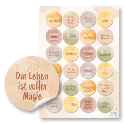 Abbildung von Logbuch Verlag 24 Motivationssticker Sprüche Aufkleber Botschaften positives Mindset Selbstliebe Sticker Geburtstag Ø 4 cm