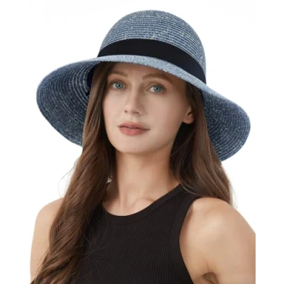 Abbildung von Zylioo XL/XXL Strohhut Sonnenhut Damen für Großen Kopf, Stroh Strandmütze mit Breiter Krempe,UV Schutz Sommerhut