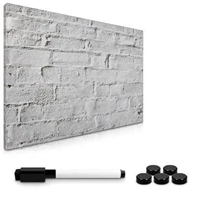 Abbildung von Navaris Magnettafel Magnetpinnwand Memoboard zum Beschriften 60x40 cm Notiztafel div. Designs Tafel abwaschbar mit Halterung Magneten Stift