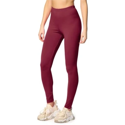 Abbildung von Merry Style Leggings Damen Baumwolle für das ganze Jahr Bequeme Blickdicht Ideal Yoga Sport Gym und Freizeit MS10 198 (Wein, M)