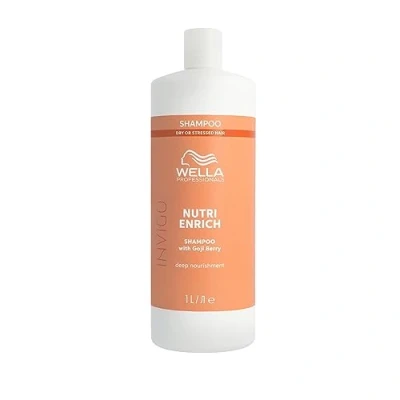 Abbildung von Wella Professionals Invigo Nutri Enrich Feuchtigkeitsshampoo tiefenwirksam pflegende Haarwäsche für strapaziertes Haar glättendes, intensiv nährendes Shampoo 1 L