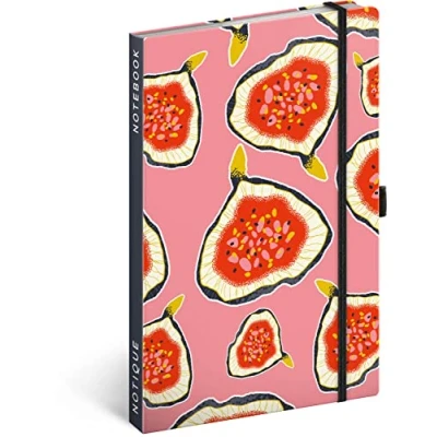 Abbildung von Notizbuch Liniert mit Gummiband 13x21cm ca. A5, Hardcover Notebook, Notizblock, Notizheft, Journal, Tagebuch für Erwachsene, Damen (Feigen)