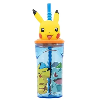 Abbildung von Stor WIEDERVERWENDBARER KINDERBECHER AUS BPA FREIEM KUNSTSTOFF 430 ML MIT 3D FIGUR AUF DEM DECKEL POKEMON DISTORSION, Blau