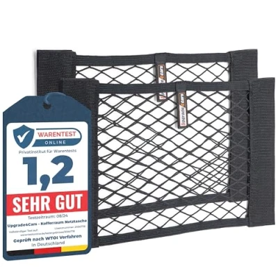 Abbildung von Upgrade4cars Kofferraum Netztasche Klett 2 Auto Organizer Netze 40 x 25 cm Elastisches Kfz Aufbewahrungsnetz Universal Autozubehör Innenraum Gadget