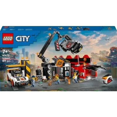 Abbildung von LEGO City Schrottplatz mit Autos Spielzeug Schrottpresse und Kran, 2 Spielzeugautos, 4 Arbeiter Minifiguren &amp; Bürogebäude Geburtstagsgeschenke für Jungen Mädchen ab 8 Jahren 60472
