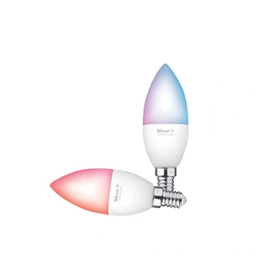 Abbildung von Trust WiFi E14 Smart Lampe, Farbwechsel LED Birne, Leuchtmittel für Alexa und Google Home, Kein Hub Erforderlich, 2.4GHz Glühbirne RGB, WI Fi Weiß &amp; Farbig 2er Pack