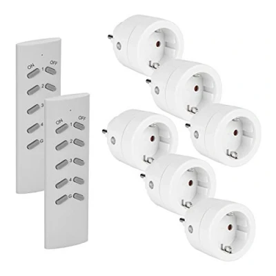 Abbildung von SEC 24 Funksteckdosen mit Fernbedienung,3680 Watt Funksteckdose,Programmierbar Schaltbare Steckdose,6 Steckdosen 2 Fernbedienung,für Innen Weihnachtsschmuck und Haushaltsgeräte,Weiß