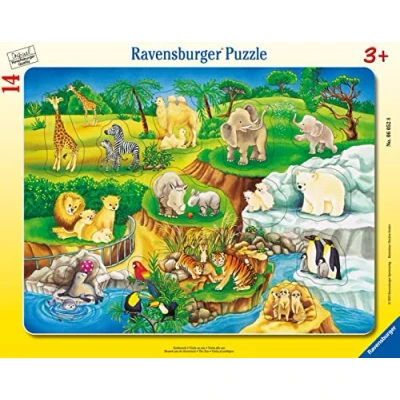 Abbildung von Ravensburger Kinderpuzzle 06052 Zoobesuch Rahmenpuzzle für Kinder ab 3 Jahren, mit 14 Teilen, Yellow