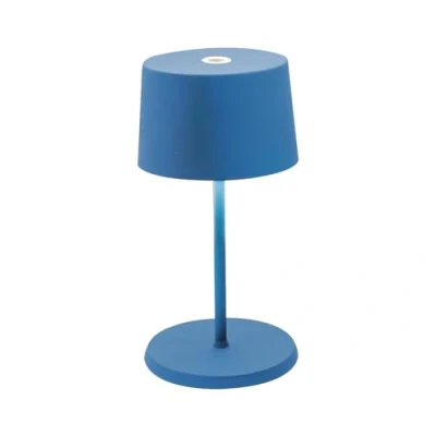 Abbildung von Zafferano, Olivia Mini Lampe, Tragbare und Wiederaufladbare Tischlampe mit Touch Control, Geeignet für Wohnzimmer Außenbereich, Dimmer, 2200 3000 K, Höhe 22 cm, Farbe Capriblau