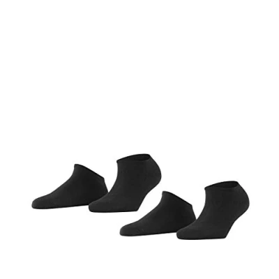 Abbildung von ESPRIT Damen Sneakersocken Uni 2 Pack W SN Baumwolle kurz einfarbig Paar, Schwarz (Black 3000), 35 38