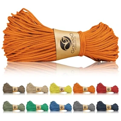Abbildung von Ganzoo Paracord 125 Seil 1mm Takel Schnur, Nylon &amp; Polyester, Allzweckseil für Armband, Hundehalsband, Hundeleine Knüpfen, Takeln, Camping Survival, Orange