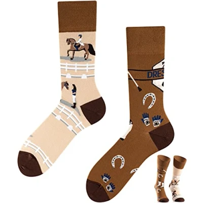 Abbildung von TODO Colours Lustige Socken mit Motiv mehrfarbige, bunte, Verrückte für Herren und Damen (35 38, Dressage)