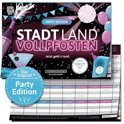 Abbildung von Stadt Land VOLLPFOSTEN® Party Edition Jetzt geht&#039;s rund. Spielblock Partyspiel Geburtstagsgeschenk Fluss