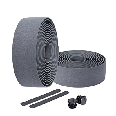 Abbildung von BBB Cycling Unisex Adult RaceRibbon BHT 01 Fahrrad Lenkerband Rutschfest und Stoßdämpfend für MTB Rennrad Urban Inkl. Abklebeband Lenkerstopfen Grau, Einheitsgröße, 200 x 3 cm