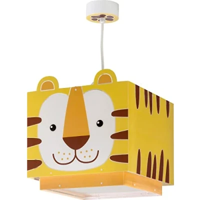 Abbildung von Dalber Lampe kinderzimmer, kinderlampe Pendelleuchte Hängelampe, Deckenleuchte Kinder, Deckenlampe kinderzimmer Little Tiger Tiere, Gelb, 64562, E27
