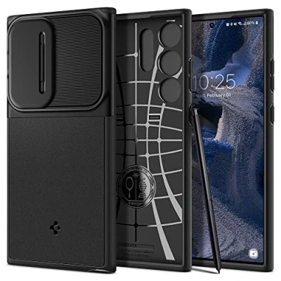 Abbildung von Spigen Optik Armor Hülle Kompatibel mit Samsung Galaxy S23 Ultra 5G Schwarz