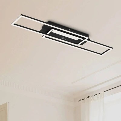 Abbildung von BRILONER Leuchten LED Deckenleuchte mit Mittellicht, warmweiße Lichtfarbe, getrennt schaltbare Deckenlampe, Speicherfunktion, schwenkbare Wohnzimmerlampe, Aluminium gebürstet 3546 018
