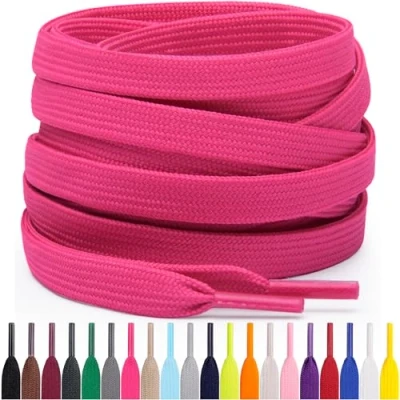 Abbildung von Miscly Flache Schnürsenkel, in verschiedenen Längen und Farben erhältlich (91 cm, Knallrosa)
