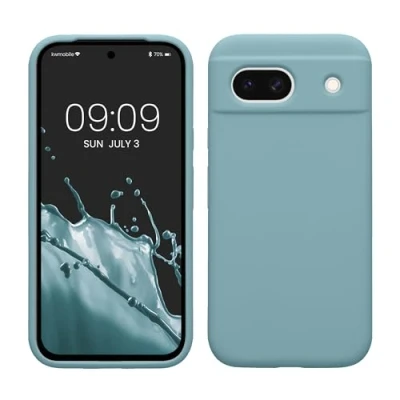 Abbildung von kwmobile Hülle kompatibel mit Google Pixel 8a Silikon Handy Case Handyhülle weiche Oberfläche kabelloses Laden Antique Stone