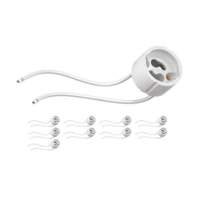 Abbildung von ledscom.de 10 Stück GU10 Fassung, Keramik, weiß, 230V AC, max. 25W