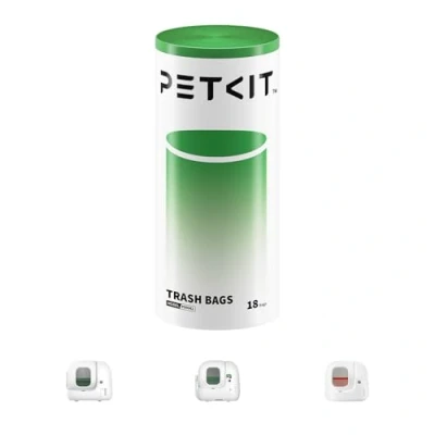 Abbildung von PETKIT Katzentoilettenbeutel mit Zugbändern, Beutel für Katzentoilette Pura Max 2 und PUROBOT Pro,Kratzfest Haustier Katze Hunde Hundekot Katzenstreu 1 Rollen*18 (18 Stück)