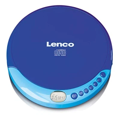Abbildung von Lenco CD 011 Tragbarer Spieler Mit Akkuladefunktion Discman Walkman Kopfhörern und Micro USB Ladekabel LCD Bildschirm blau